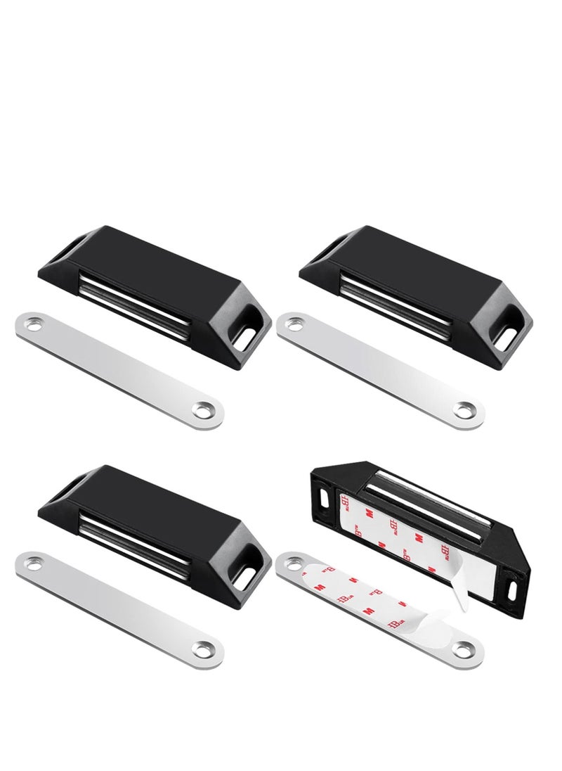 Y&D Magnetic Door Catch, 4 Pack Cupboard Magnets Adhesive Cabinet ,Magnetic Catches Heavy Duty Magnet Latches Black Wardrobe for Kitchen, Closet, and Doors  - Image 1