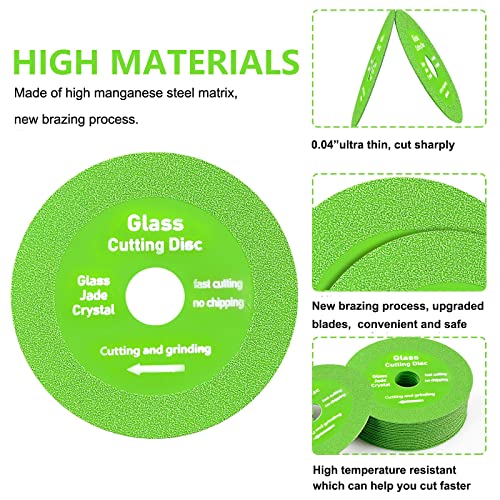 Heyseri Glass Cutting Disc Pack of 5, Ultra-Thin Diamond Cutting Disc Saw Blade Suitable for 4 Inch Angle Grinder, Diamond Cut Off Wheels for Glass Ceramic Marble Jade Crystal - Image 2