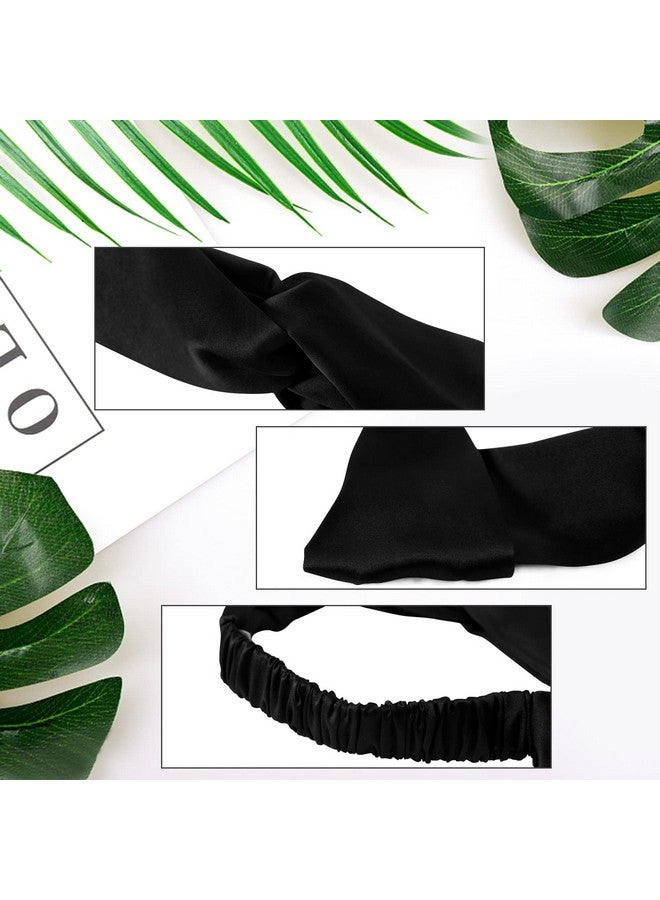 SOBONNY 100% Mulberry Silk Headband Women'S Criss Cross Silk Turban Elastic Twisted Head Wrap Knotted Hair Band (Black) - Image 4