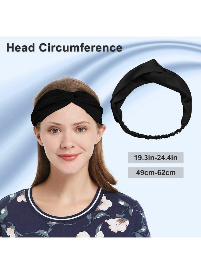 SOBONNY 100% Mulberry Silk Headband Women'S Criss Cross Silk Turban Elastic Twisted Head Wrap Knotted Hair Band (Black) - Image 5