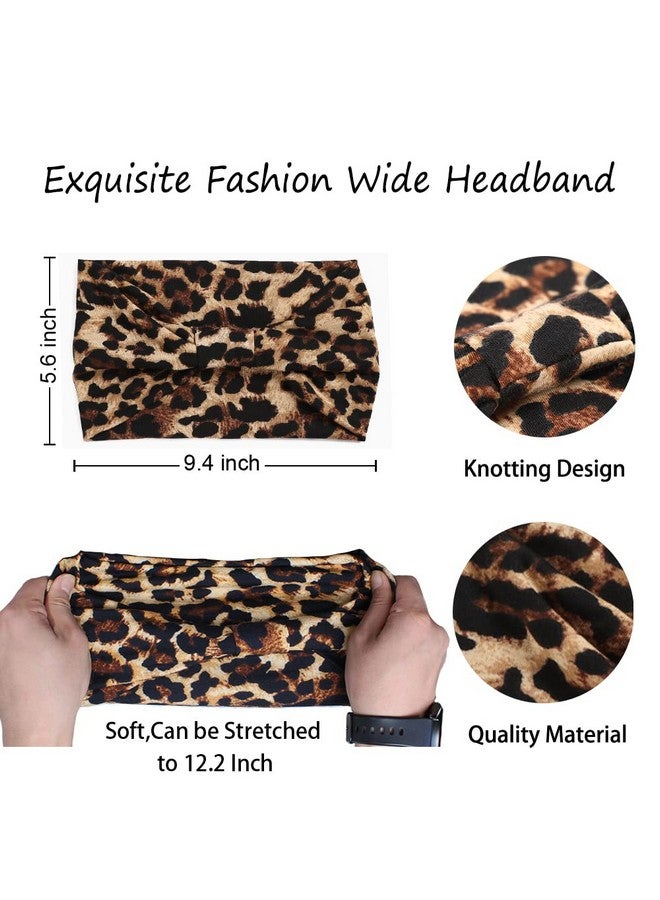 Xtrend 4 Packs Wide Headband Fashion Headscarf Bohemian Style Elastic Knotted Non-Slip Headband Suitable For Black Women Outdoor Yoga Sports Printed Hair Accessories - Image 3