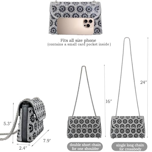 BBTT.ful Shoulder Bags Crossbody Bag Purses Handbags Crystals Rhinestone Evening Bag for Women Clutch Purse with Chain (black) - Image 4