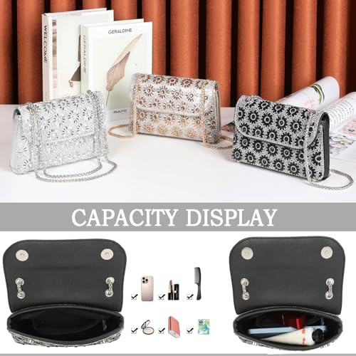BBTT.ful Shoulder Bags Crossbody Bag Purses Handbags Crystals Rhinestone Evening Bag for Women Clutch Purse with Chain (black) - Image 5