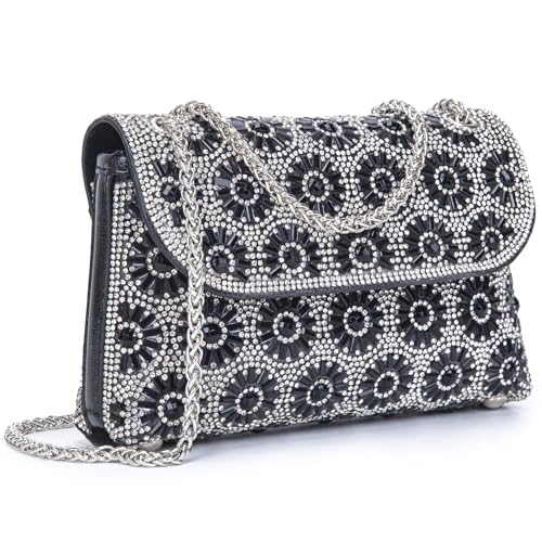 BBTT.ful Shoulder Bags Crossbody Bag Purses Handbags Crystals Rhinestone Evening Bag for Women Clutch Purse with Chain (black) - Image 1