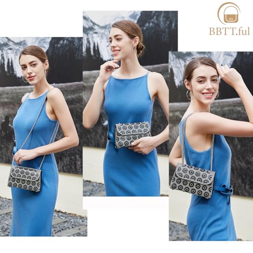 BBTT.ful Shoulder Bags Crossbody Bag Purses Handbags Crystals Rhinestone Evening Bag for Women Clutch Purse with Chain (black) - Image 2