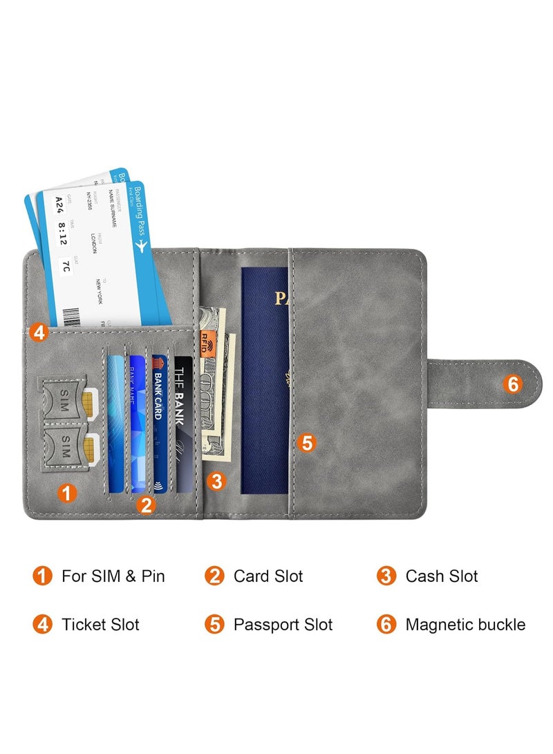 Passport Holder for Travel Essentials, Passport Wallet Cover Case for Travel Must Haves Accessories,Passport Book Holders for Women and Men(gray)  - Image 2