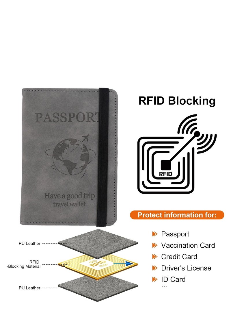 Passport Holder for Travel Essentials, Passport Wallet Cover Case for Travel Must Haves Accessories,Passport Book Holders for Women and Men(gray)  - Image 3