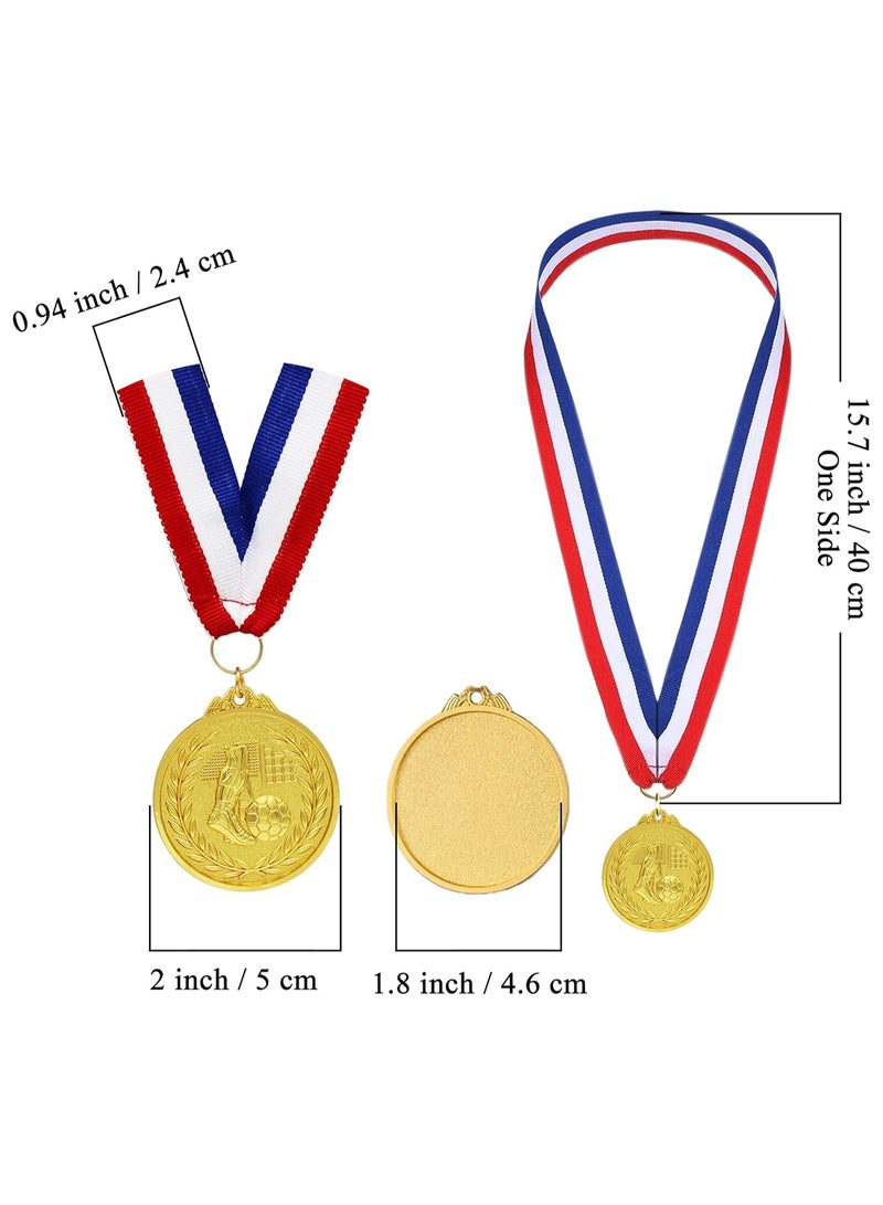 DELGREEN 12 Pack Metal Soccer Medals with Ribbons, Gold Award Medals Winner Medals, Football Medals for Soccer Team Gifts, Soccer Games Party Favors Prizes for Children Adults, 5CM - Image 3