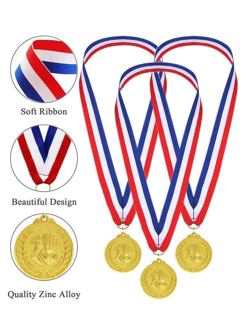DELGREEN 12 Pack Metal Soccer Medals with Ribbons, Gold Award Medals Winner Medals, Football Medals for Soccer Team Gifts, Soccer Games Party Favors Prizes for Children Adults, 5CM - Image 4