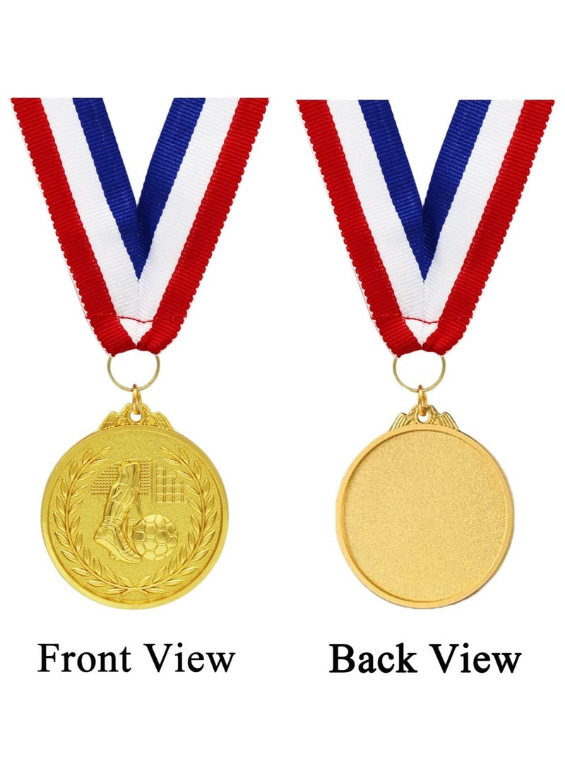 DELGREEN 12 Pack Metal Soccer Medals with Ribbons, Gold Award Medals Winner Medals, Football Medals for Soccer Team Gifts, Soccer Games Party Favors Prizes for Children Adults, 5CM - Image 5
