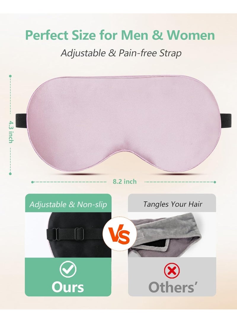 2 Pcs 100% Real Mulberry Silk  Sleep Mask, Natural Pure Silk Eye Masks with Adjustable Strap for Sleeping, 100% Block Light Eye Sleep Shade Cover, Reduces Puffy Eyes Traveling Gifts - Image 4