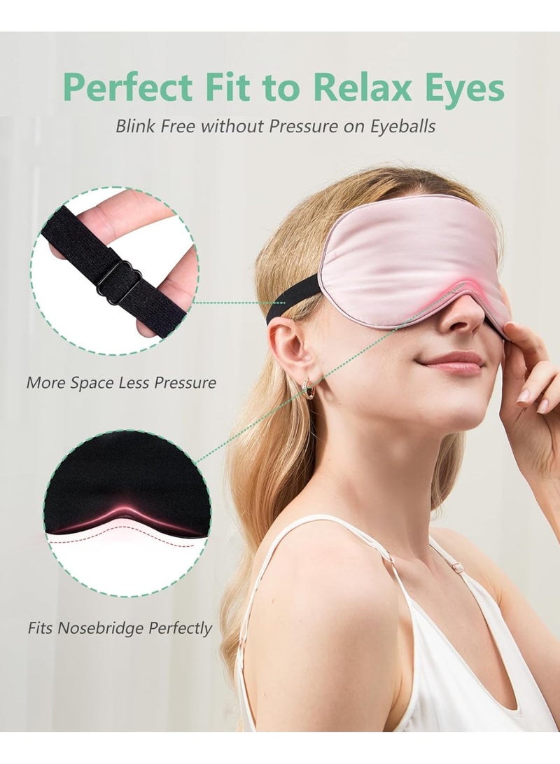 2 Pcs 100% Real Mulberry Silk  Sleep Mask, Natural Pure Silk Eye Masks with Adjustable Strap for Sleeping, 100% Block Light Eye Sleep Shade Cover, Reduces Puffy Eyes Traveling Gifts - Image 3