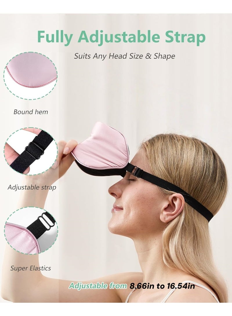 2 Pcs 100% Real Mulberry Silk  Sleep Mask, Natural Pure Silk Eye Masks with Adjustable Strap for Sleeping, 100% Block Light Eye Sleep Shade Cover, Reduces Puffy Eyes Traveling Gifts - Image 5
