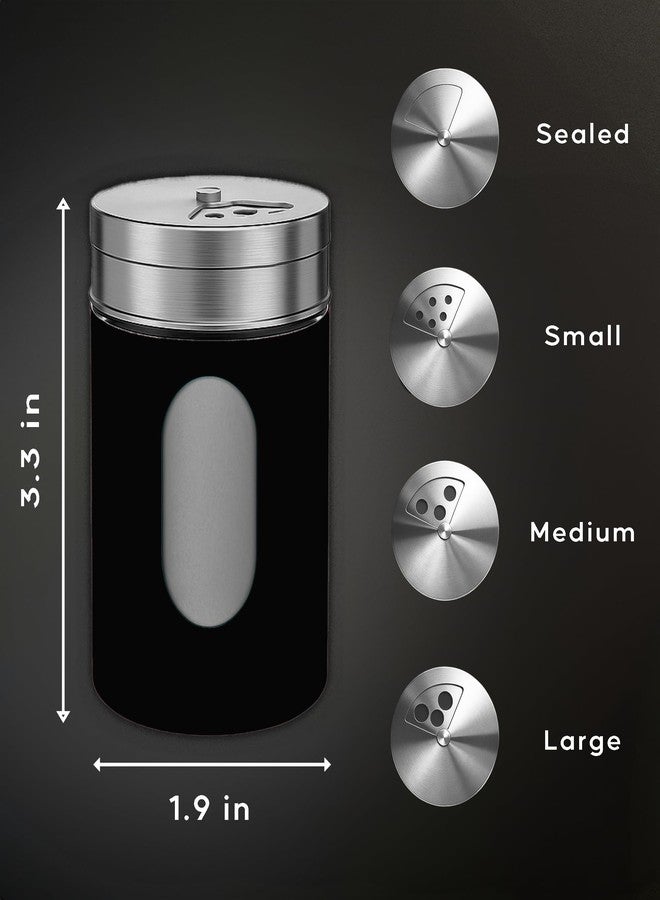 GOOHERA 4-Piece Salt and Pepper Shakers Set, 100mL (3.38oz) Each – Premium Stainless Steel Spice Dispensers with Adjustable Pour Holes – Black - Image 3