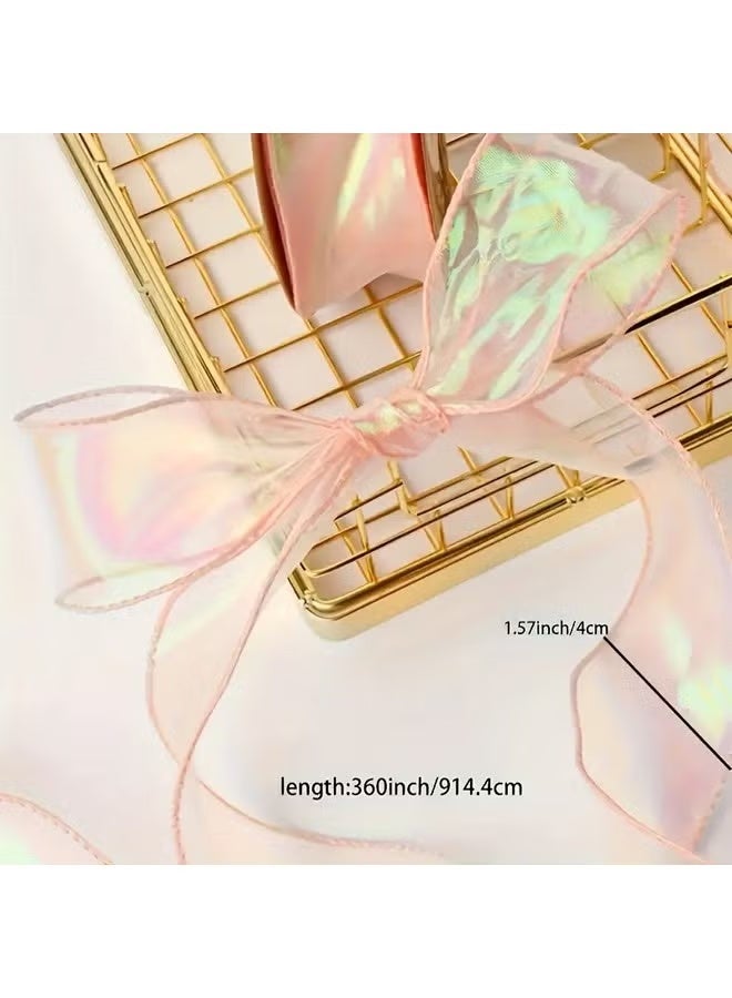 GIFT 6pcs, 1.57 inch x 10 yards (Total 60 yards) Fishtail Ribbon Flower Packaging Ribbon Bow Wavy Yarn Floral Yarn Ribbon, Ribbons for Bouquets, Craft Supplies - Image 2