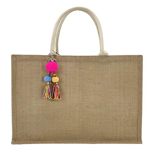 Hibala Woven Large Beach Bag Straw Beach Tote Handmade Weaving Shoulder Tassel Bag Handbag (Classic Style) - Image 5