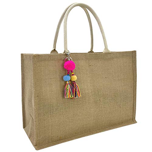 Hibala Woven Large Beach Bag Straw Beach Tote Handmade Weaving Shoulder Tassel Bag Handbag (Classic Style) - Image 1