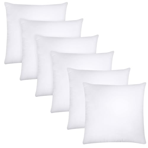 AJISH Set of 6, 20 x 20 Inch Micorfiber Filled Cushion Filler - Soft & Fluffy - Hotel Quality Premium Cushions - Decorative Cushion for Sofa, Bed, Throw Pillow Insert, Office - Home Decor (White) - Image 1
