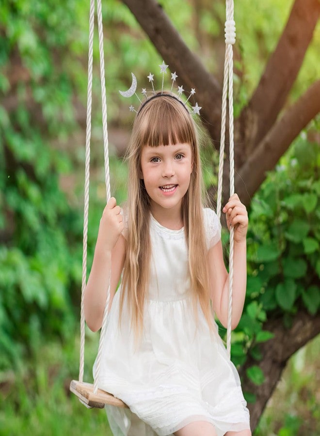 أموسفون عصابة رأس Amosfun على شكل نجمة وقمر للنساء والفتيات، إكسسوار شعر لأعياد الميلاد، عصابة رأس فضية لامعة، مقاس متوسط 8 × 7 بوصة - Image 4