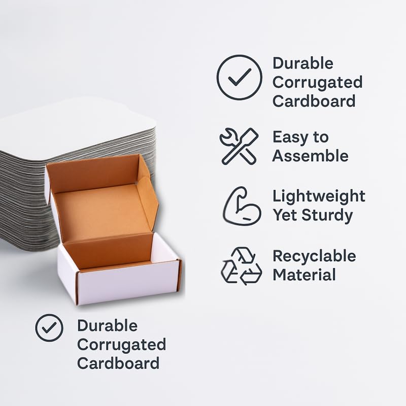 POWERLON 3 Ply White Flap Corrugated Packaging Box, Size 7X7X2 Inches Paper Cardboard for Secure Shipping | Durable & Eco-Friendly Packaging Inches Pack of 10 - Image 5