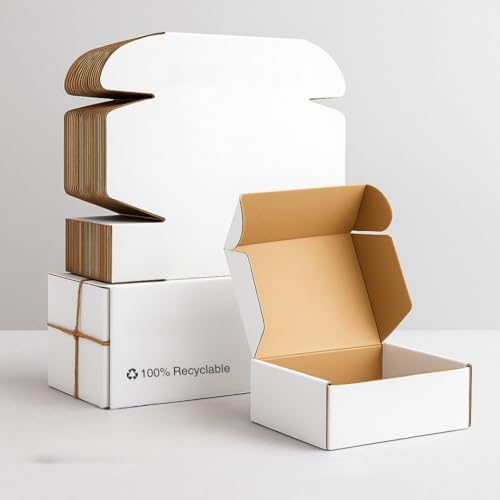 POWERLON 3 Ply White Flap Corrugated Packaging Box, Size 7X7X2 Inches Paper Cardboard for Secure Shipping | Durable & Eco-Friendly Packaging Inches Pack of 10 - Image 1