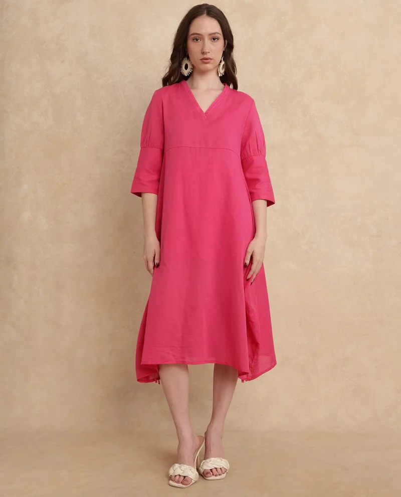 Rareism Women's Linen Midi Dress