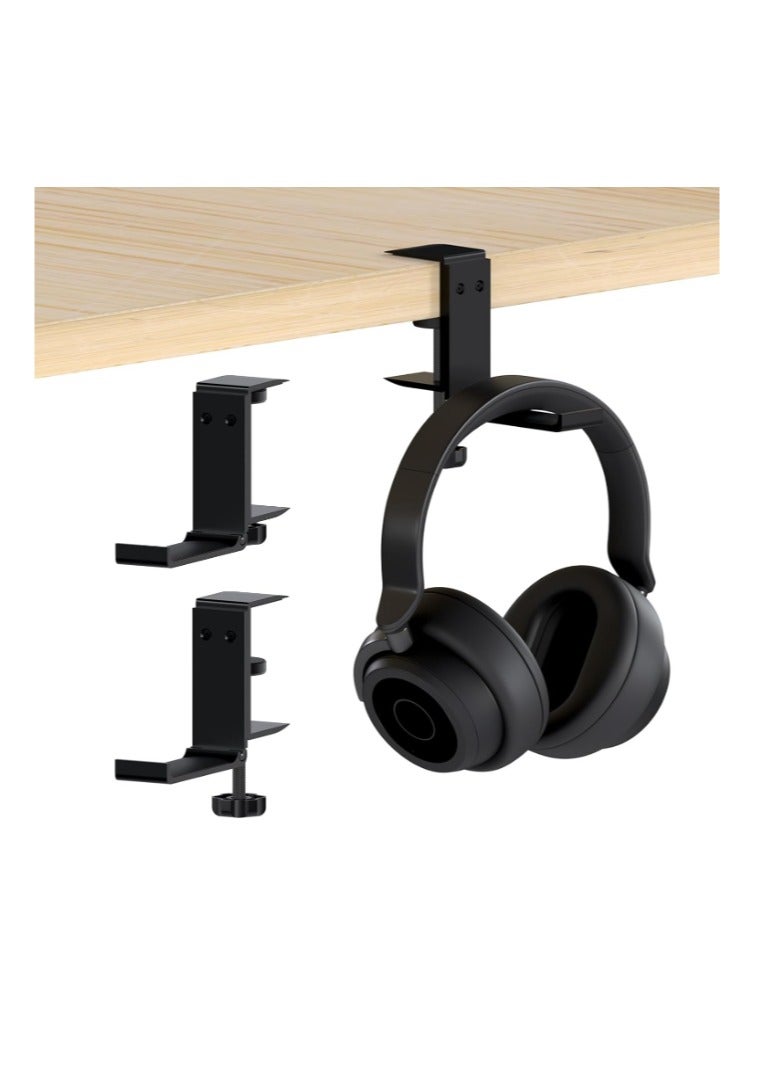 MMOBIEL Under Desk Headphone Stand – Foldable Adjustable Headset Holder – Gaming Headset Stand with Mount & Clamp - Image 1