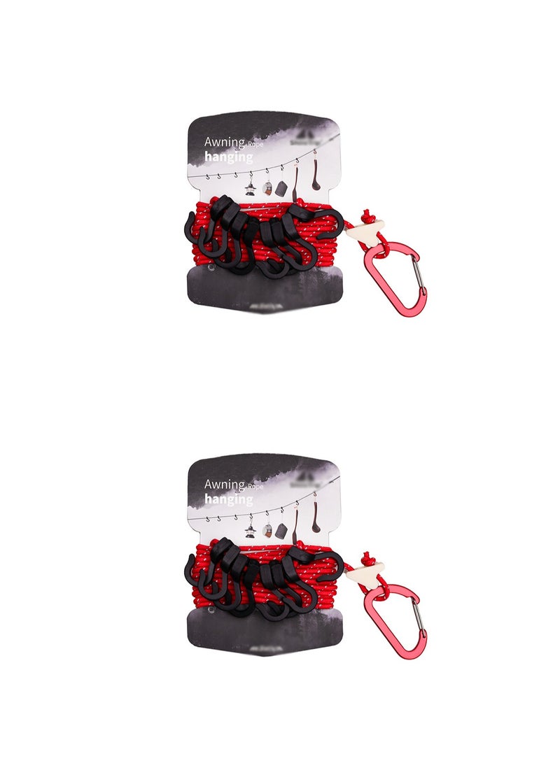 2-Pack 4.3M Portable Hanging Rope Anti-Skid Clothesline Camping Accessories Red - Image 1