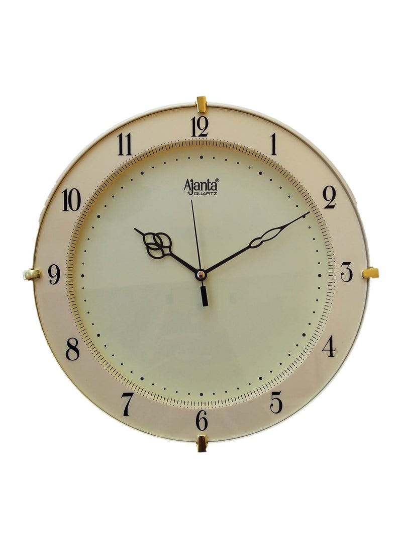Ajanta Ajanta Abstract Plastic Quartz Round Plastic Analog Wall Clock (28 Cm X 3.5 Cm X 28 Cm, Ivory)  - Image 1