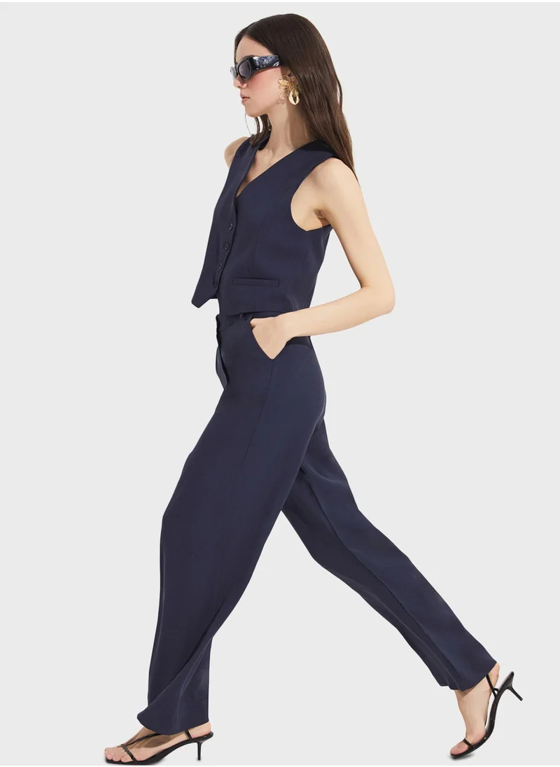 جون Waistcoat & High Waist Pants Set
