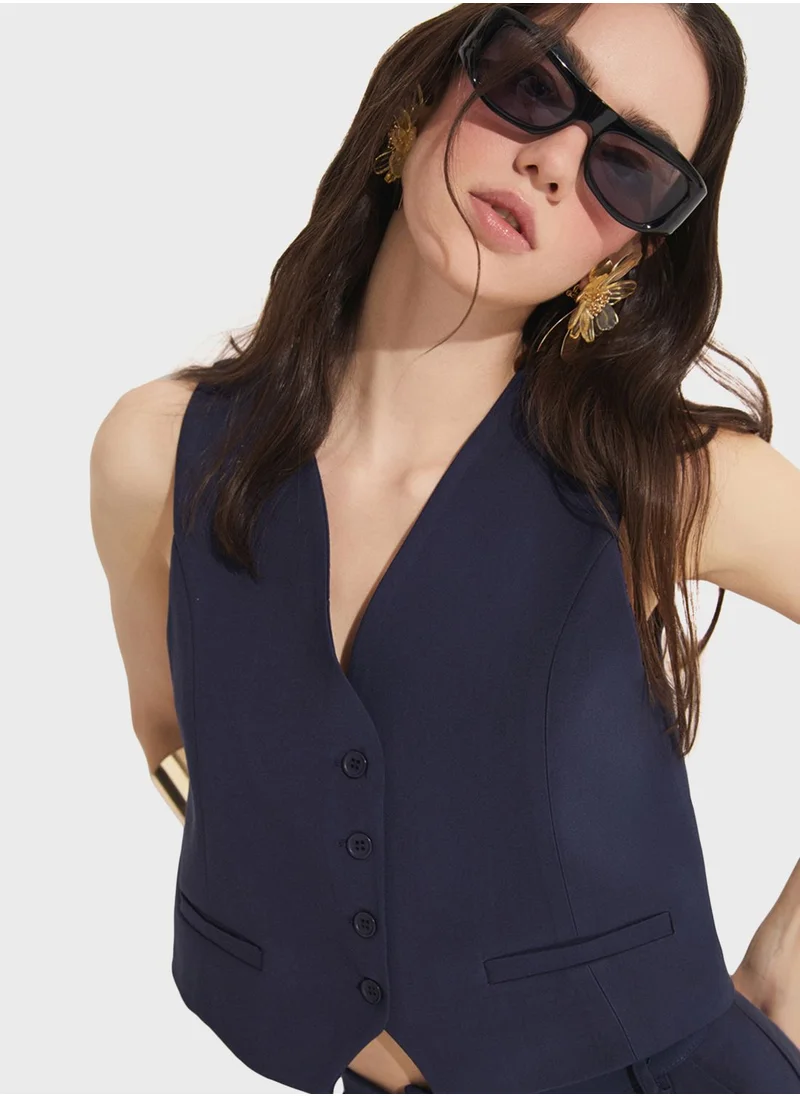 جون Waistcoat & High Waist Pants Set