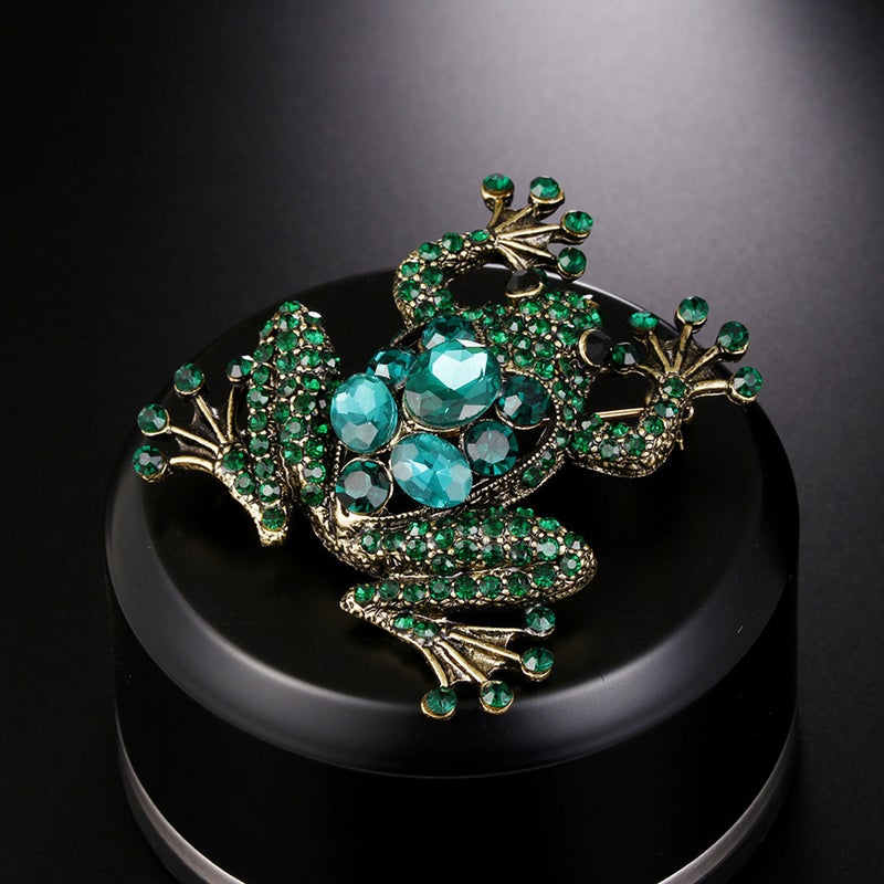 Vintage Green Brooch Simulation Breastpin Crystal Animals Brooch Pin Grade Alloy Brooch for Women Men - Image 4