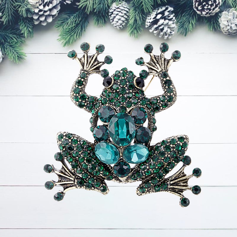 Vintage Green Brooch Simulation Breastpin Crystal Animals Brooch Pin Grade Alloy Brooch for Women Men - Image 1