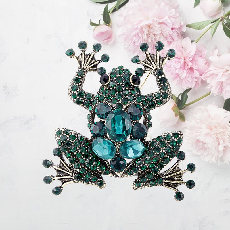 Vintage Green Brooch Simulation Breastpin Crystal Animals Brooch Pin Grade Alloy Brooch for Women Men - Image 2
