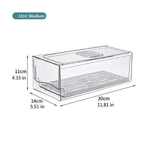 Diskary Fridge Organizer, Stackable Refrigerator Organizer Bins, Reusable Food Storage Containers, Fridge Drawer Organizer in Home Kitchen, Barbecue Shop, Restaurant, BPA-Free (2 Drawers, Medium) - Image 2