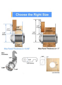 SANMUGEED 30mm 2 Pack Security Mailbox Lock Cylinder Cam Lock Key Lock Box Post Box Lock with 4 Key Security Locks for Mailbox Drawer Cupboard Cabinet Furniture Door  - Image 2