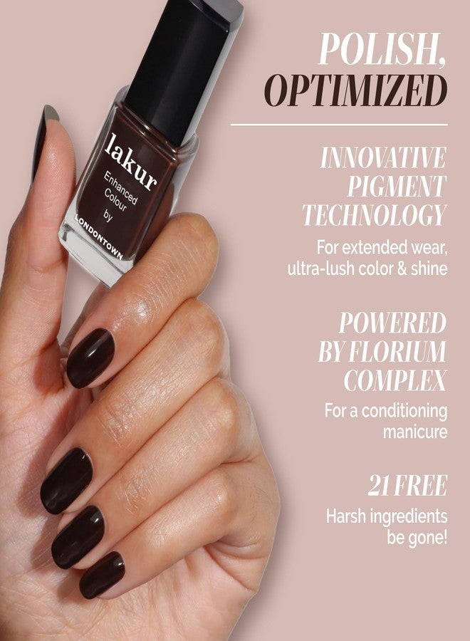 LONDONTOWN lakur Nail Polish - Gel-Like Shine, Long-Lasting Color, Strengthens & Hydrates Nails with 21+ Free Clean Formula and Pro-Contour Brush, Midnight Mocha, 0.4 Fl Oz - Image 4