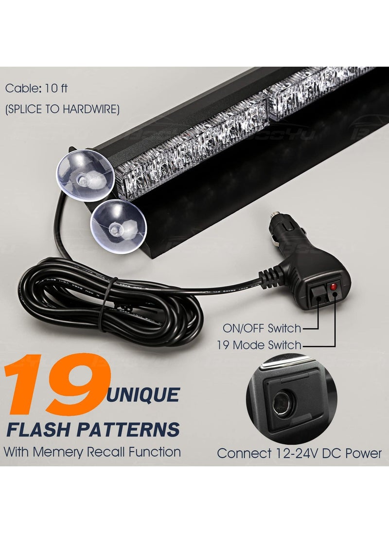 Generic 14.8in LED Emergency Strobe Light Bar for Windshield, Interior Visor Deck Flashing, Amber/White, 12 LEDs, 12/24V, Hazard Safety Warning Lights for Police, Law Enforcement, POV, Trucks, Vehicles  - Image 4