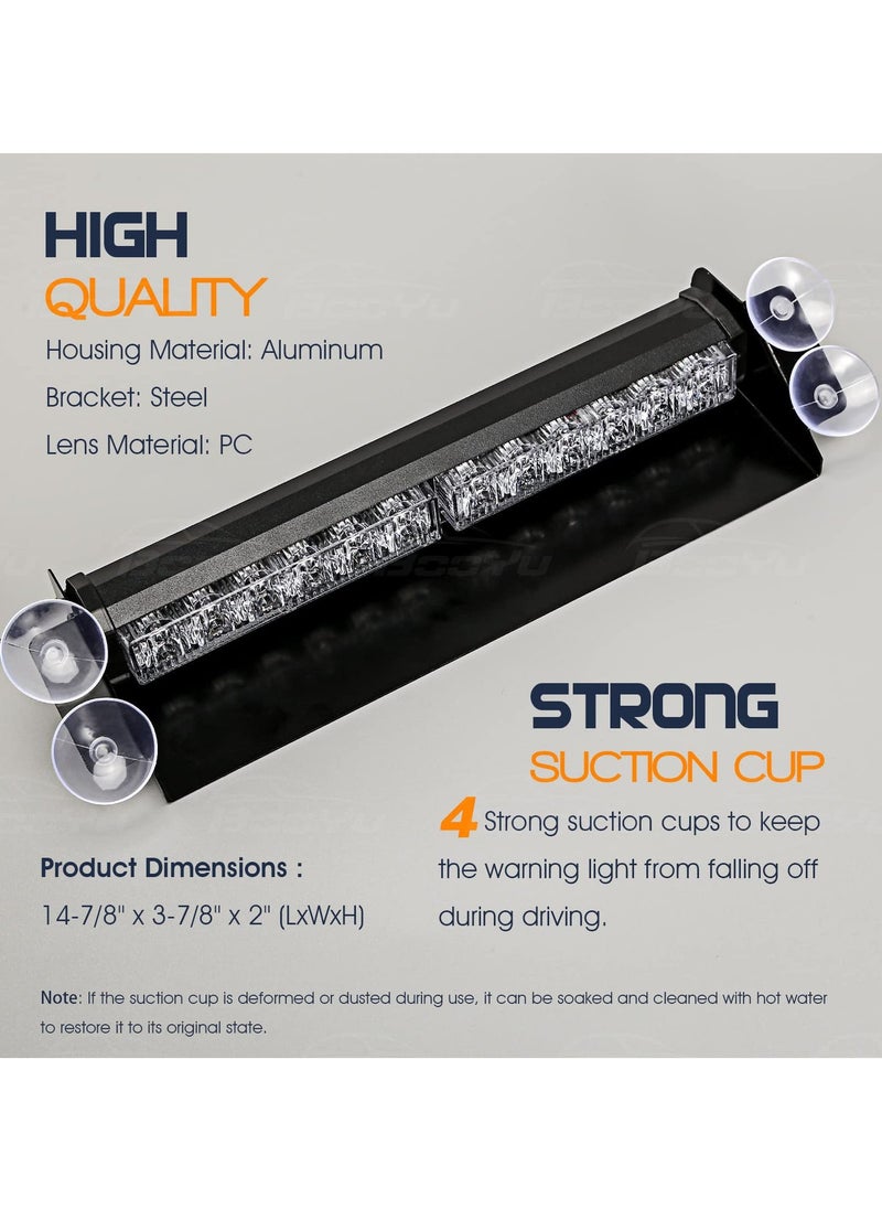 Generic 14.8in LED Emergency Strobe Light Bar for Windshield, Interior Visor Deck Flashing, Amber/White, 12 LEDs, 12/24V, Hazard Safety Warning Lights for Police, Law Enforcement, POV, Trucks, Vehicles  - Image 5