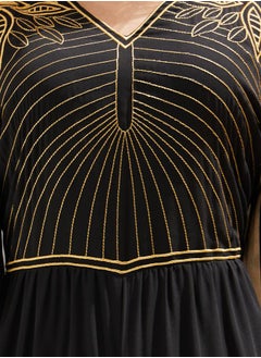 Styli Plisse Wide Leg Embroidered V-Neck Jumpsuit  - Image 4