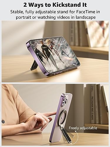 SUPERONE لحامل الهاتف مع حزام إصبع مغناطيسي قابل للإزالة، حلقة مغناطيسية قابلة للإزالة مع قاعدة، ملحقات MagSafe لهواتف iPhone 17/16/15/14/13/12، أسود - Image 4