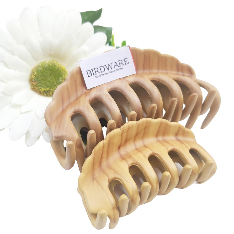 BIRDWARE Imported Rubber Acrylic Material Stone Butterfly Hair Clips For Women | Hair Clutchers, Multicolor, Pack of 2 (Big & Medium wooden) - Image 5