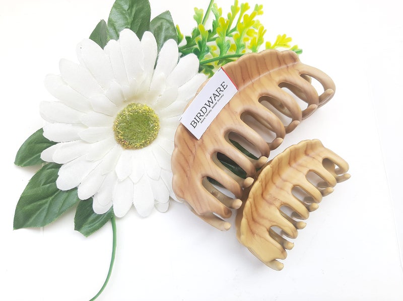 BIRDWARE Imported Rubber Acrylic Material Stone Butterfly Hair Clips For Women | Hair Clutchers, Multicolor, Pack of 2 (Big & Medium wooden) - Image 2