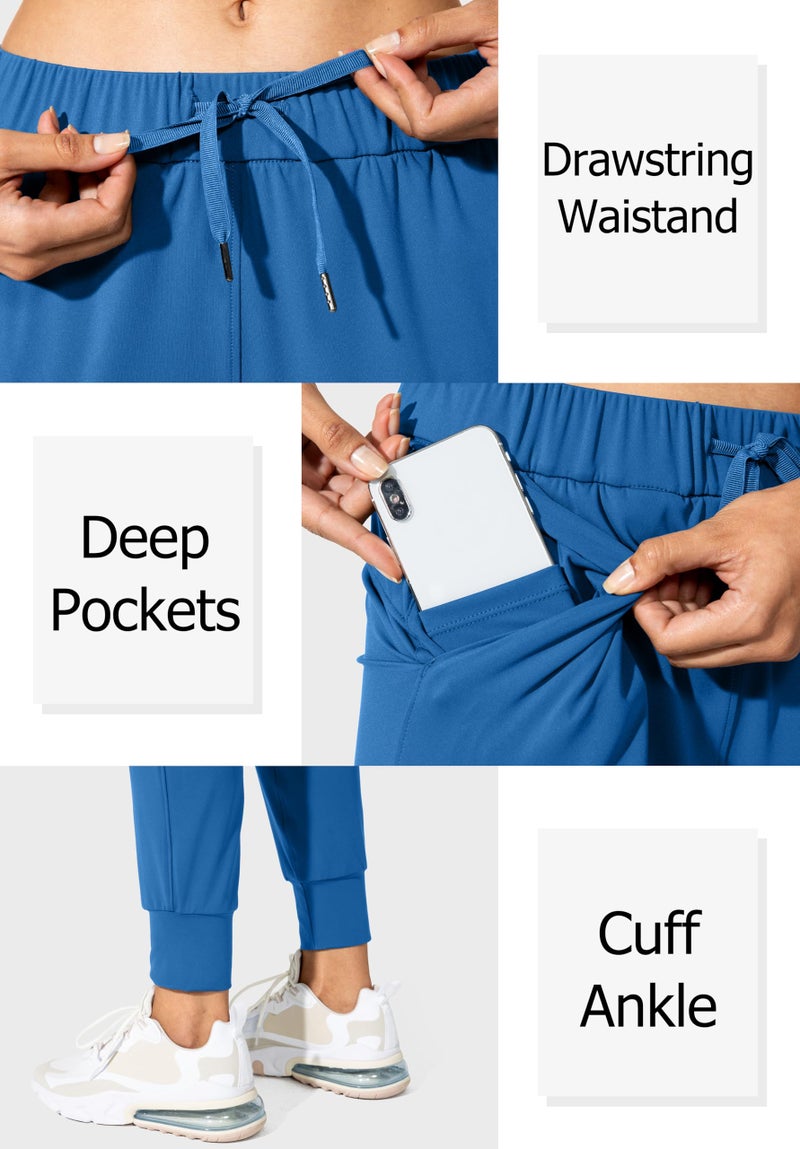 SANTINY Joggers for Women Lightweight Running Drawstring Sweatpants Workout Travel Yoga Athletic Womens Lounge Pants with Pockets(Blue_M) - Image 4