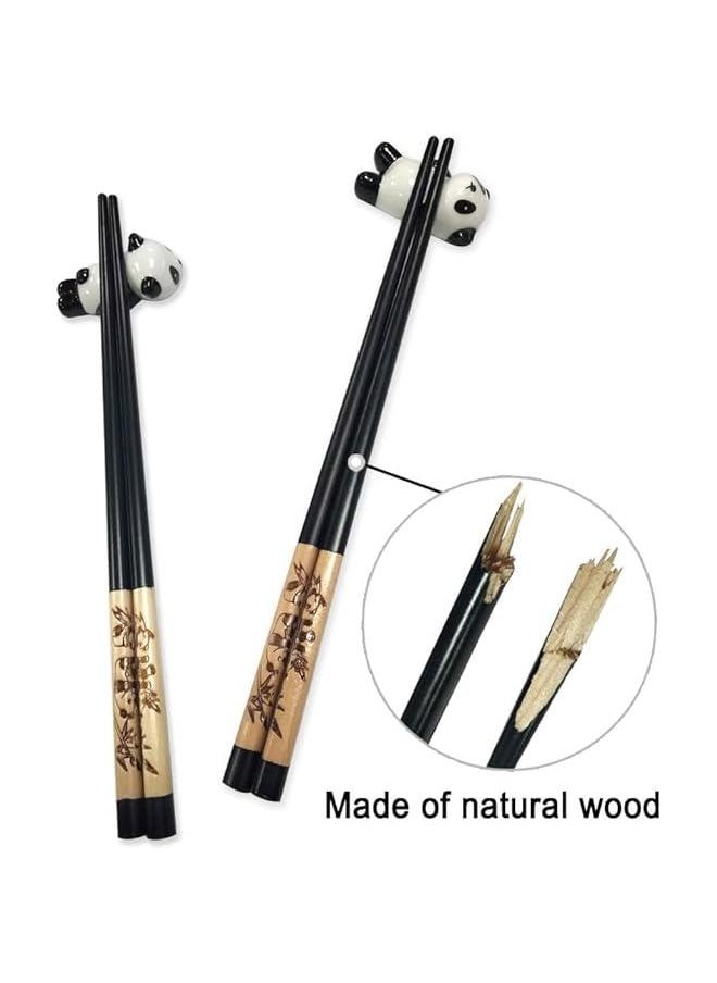 HOOKOR Chopsticks and Chopsticks Panda Holder,2 Pairs Reusable Chopsticks with Delicate box, Washable and Dishwasher Safe, Natural Wooden Chinese Japanese Korean Classic Stylish Easy To Use Non-Slip  - Image 3