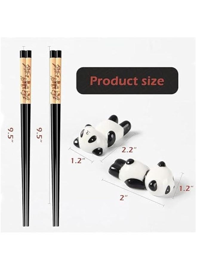 HOOKOR Chopsticks and Chopsticks Panda Holder,2 Pairs Reusable Chopsticks with Delicate box, Washable and Dishwasher Safe, Natural Wooden Chinese Japanese Korean Classic Stylish Easy To Use Non-Slip  - Image 4