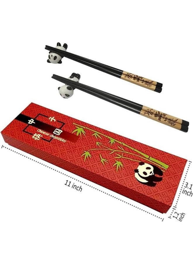 HOOKOR Chopsticks and Chopsticks Panda Holder,2 Pairs Reusable Chopsticks with Delicate box, Washable and Dishwasher Safe, Natural Wooden Chinese Japanese Korean Classic Stylish Easy To Use Non-Slip  - Image 5