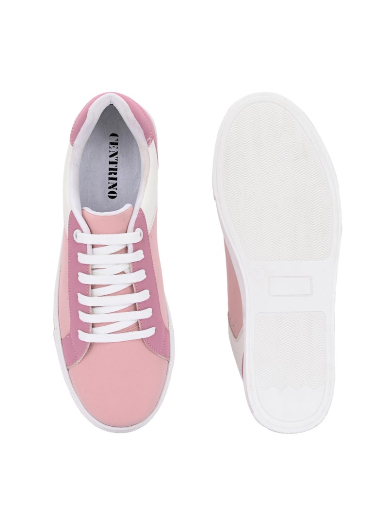 Centrino Women Casual Sneaker | Ultra Soft Cushion | Trendy & Lightweight Design | Low Top Flat Sole | Colorblock Sneakers | White Sneakers Girl Shoes 7606-9 - Image 4