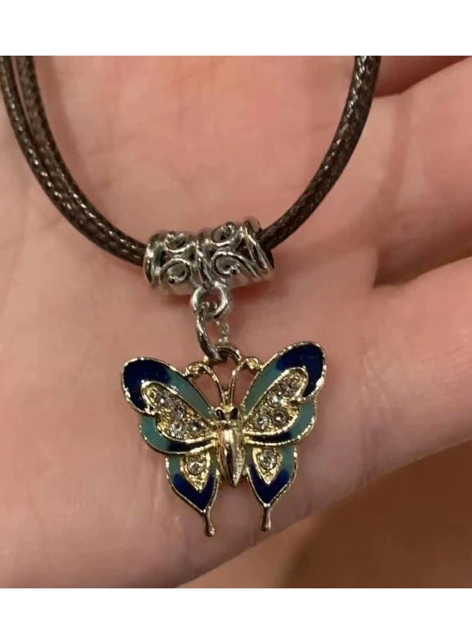 Goolsky Vintage Butterfly Pendant Choker Necklace – Edgy Leather Cord Short Necklace for Women, Gothic/Streetwear Style - Image 4