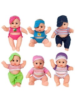 8" Baby Dolls Set Of 6 Cute Little Vinyl Infant Dolls Mini Nursery Toys For Girls Kids Toddlers Bulk Gift Bundle Party Favors Supplies